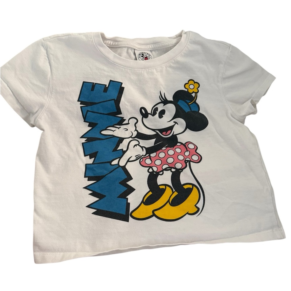 Disney Minnie Mouse Short Sleeve Tee in White and Blue. Size girls 9-10
